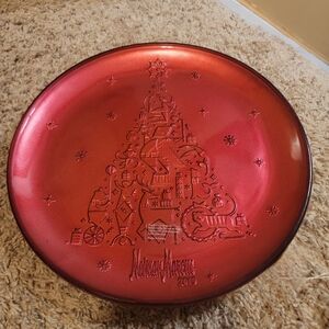 Neiman Marcus 2019 hand-painted red glass Christmas platter!